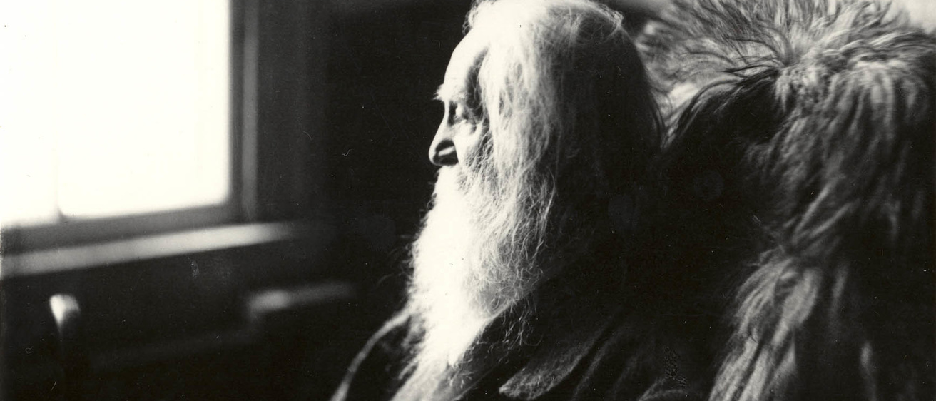 Whitman photographed to be sculpted by W. O'Donovan  (photo Samuel Murray; platinum print; 1891)